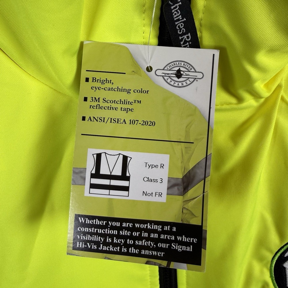Charles River Hi Vis Jacket Cost Lime Green XL (9732) New *logo* - Picture 5 of 10